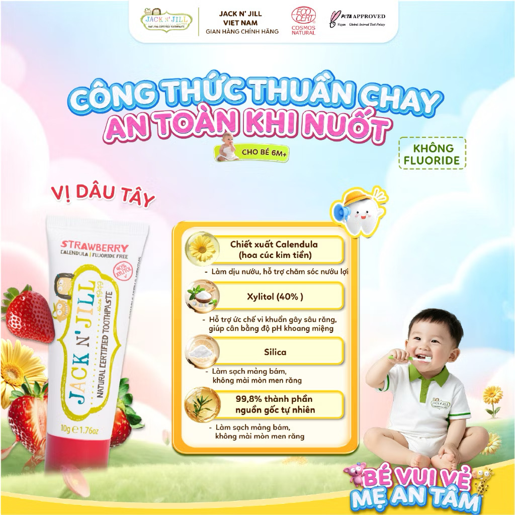 KEM ĐÁNH RĂNG CHO BÉ CHƯA BIẾT XÚC NHẢ